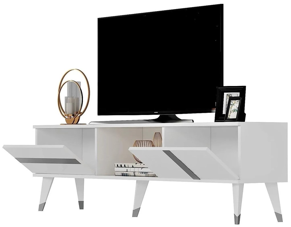 TV asztal/szekrény Vekika 2 (fehér + ezüst) . 1095253