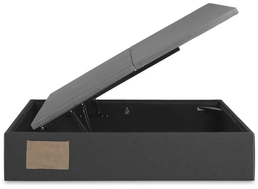 Fekete kárpitozott ágyneműtartós franciaágy 160x200 cm Matters – Kave Home