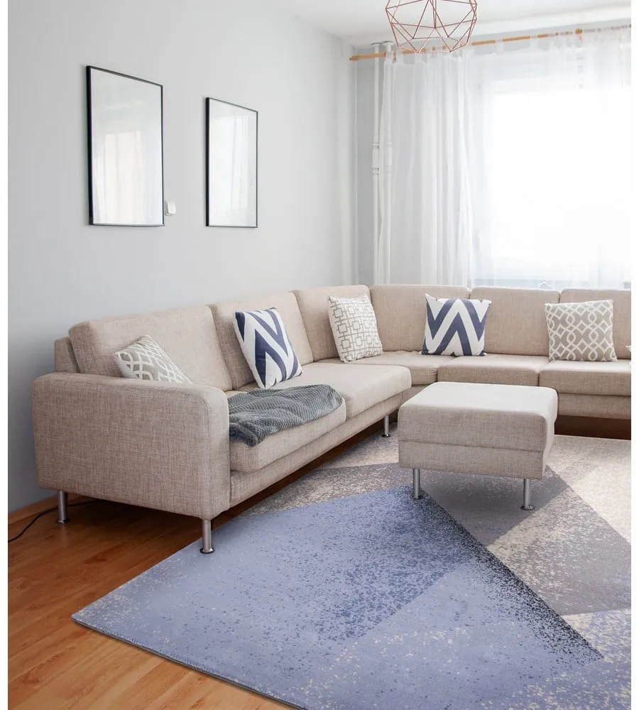 Világoskék gyapjú szőnyeg 160x240 cm Folds – Agnella