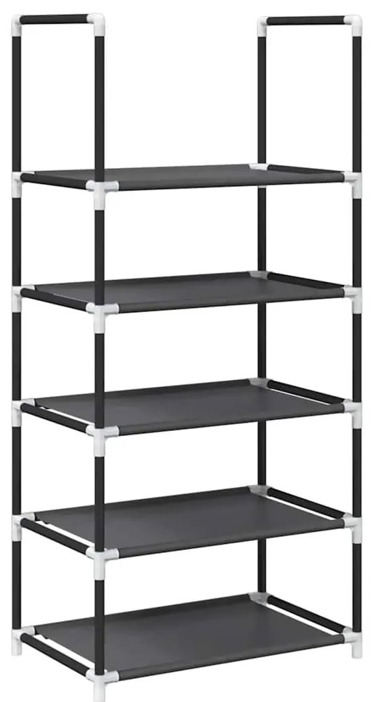 fekete nem szőtt szövetből cipőállvány 5 szintes 44x28x94 cm