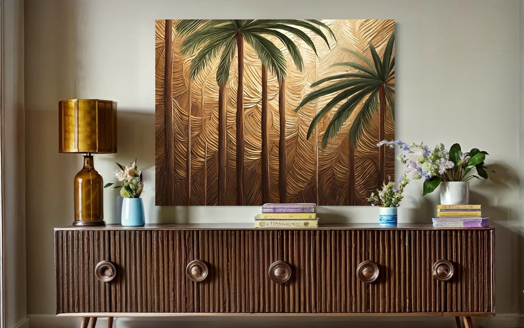 Gario Vászonkép Pálma arany absztrakt Méret: 100 x 70 cm