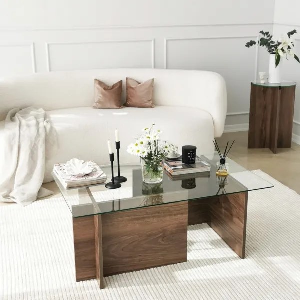 Kávésasztal ESCAPE 40x105 cm barna/átlátszó