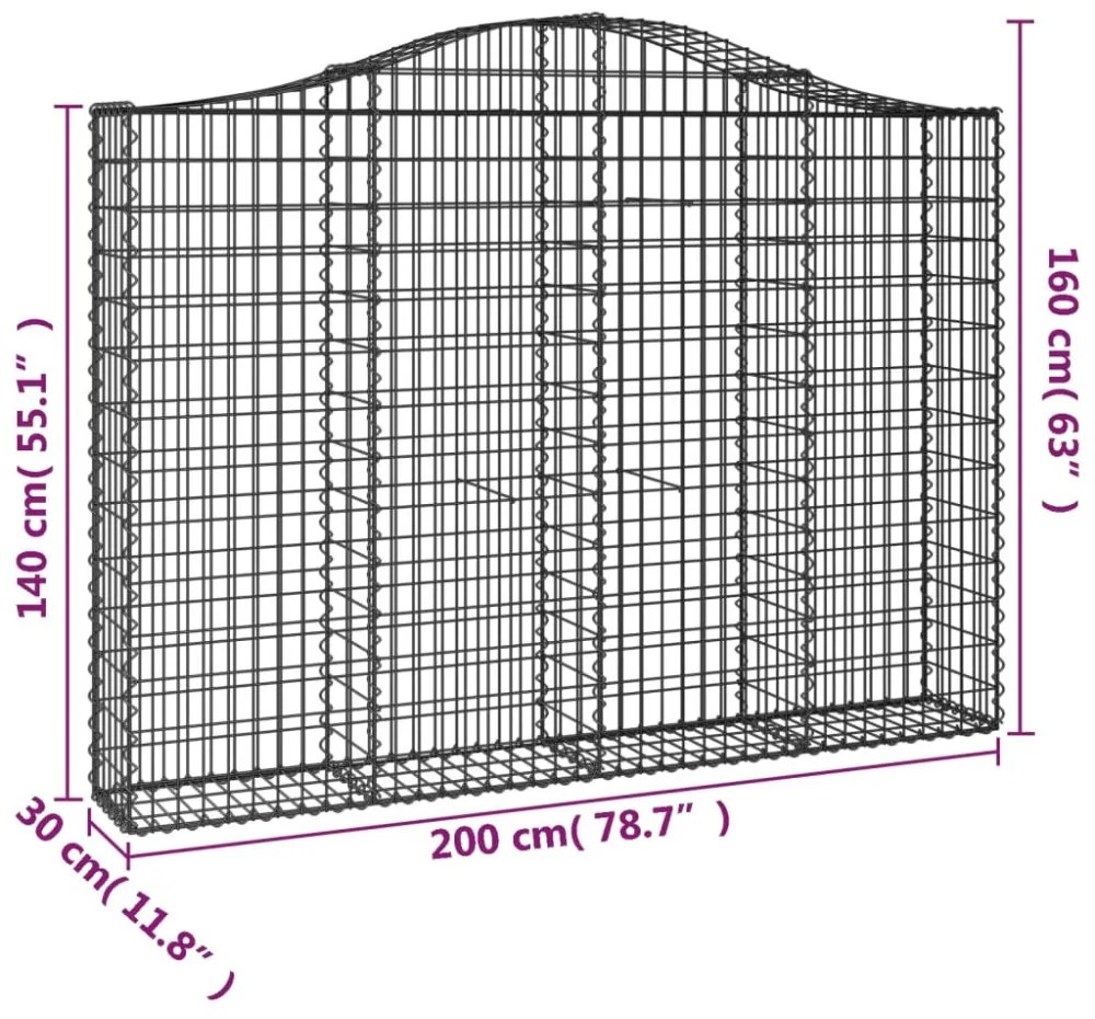 íves horganyzott vas gabion kosár 200x30x140/160 cm