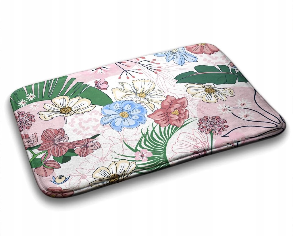 Fürdőszobaszőnyeg puha Színes Virágok 75x45 cm