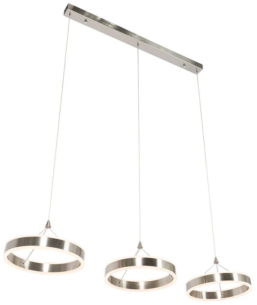 Acél lógólámpa téglalap alakú, LED-del, 3 fokozatú fényerő-szabályozóval, 3-lámpás - Lyani