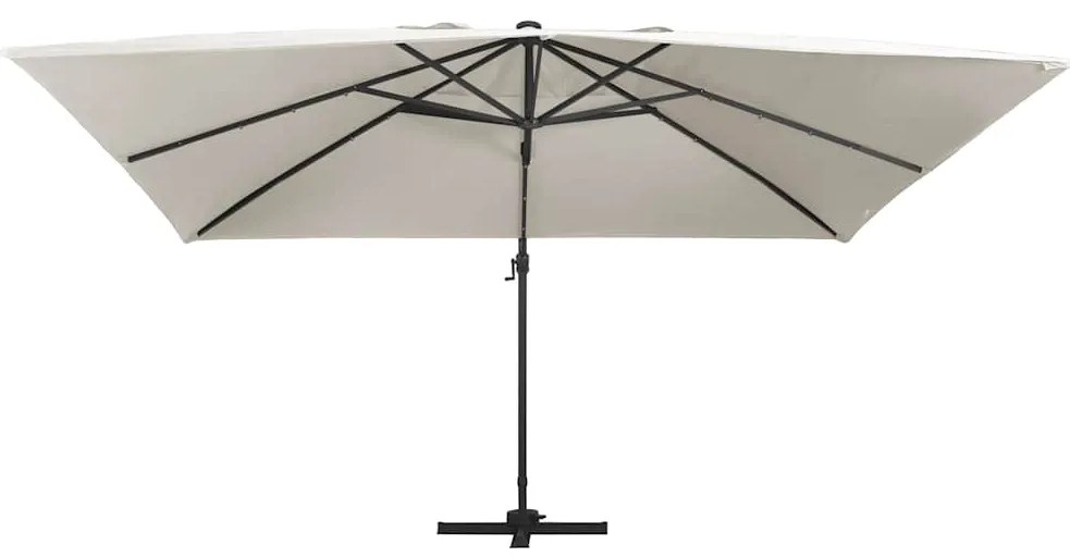 vidaXL homokszínű konzolos napernyő LED-del/alumínium rúddal 400x300cm