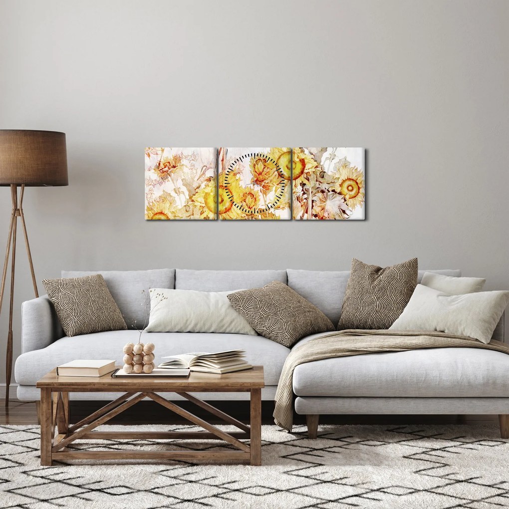 Kép - Napraforgó, festmény (órával) (90x30 cm)
