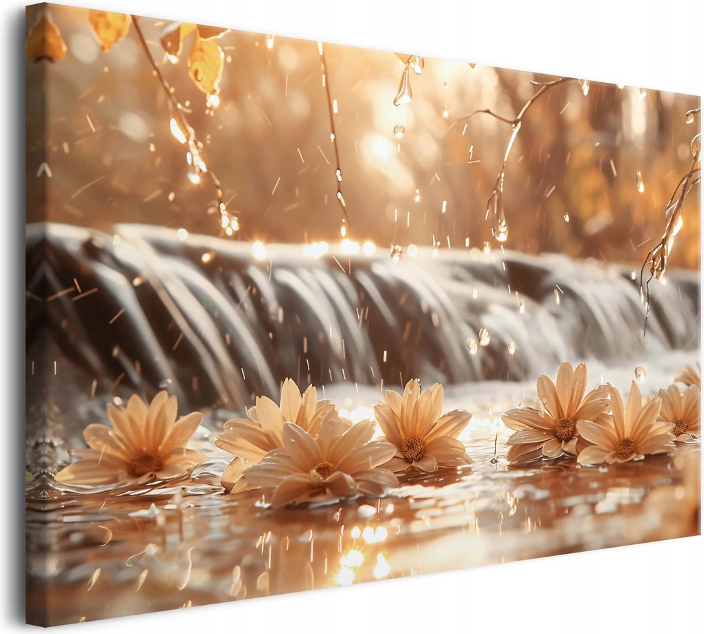 Vászonkép falikép nappaliba virágok víz ősz 80x120cm
