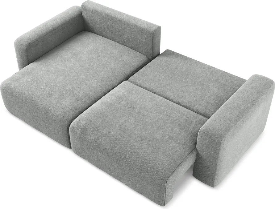 Szürke zsenília kinyitható-tárolóhelyes sarokkanapé (bal oldali-heverő résszel) Kona – Makamii