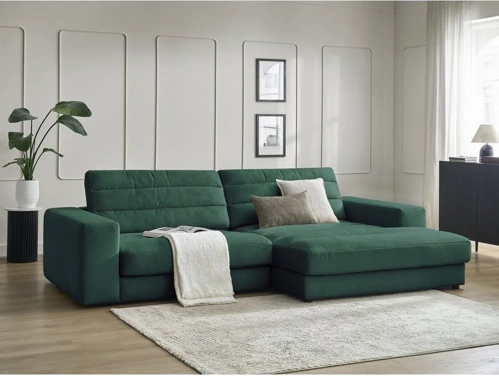 Zöld bársony sarokkanapé (jobb oldali-heverő résszel) Sierra – Bobochic Paris