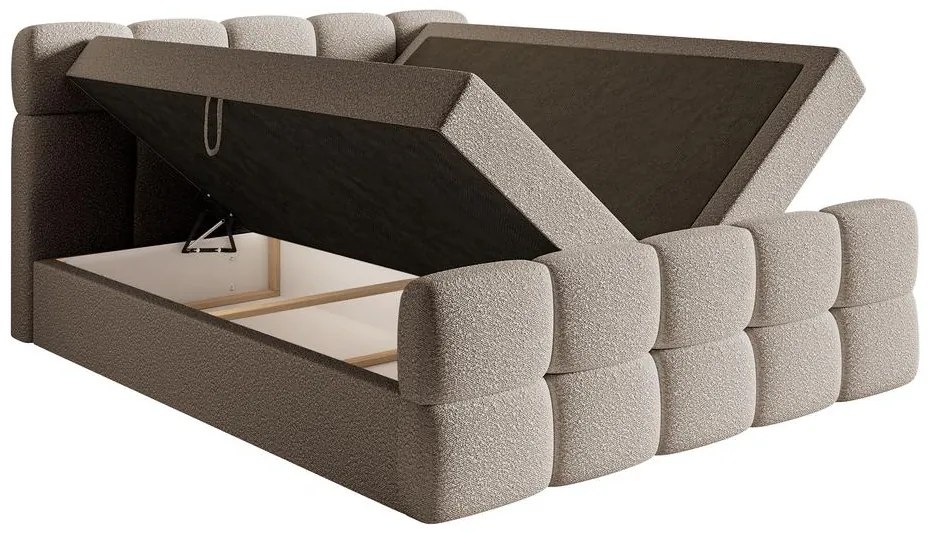 Kontinentális franciaágy 160 cm Cirsten 160C (ágyráccsal és matraccal) (tárolóhellyel) (világosszürke). Akció -15%. 1100160
