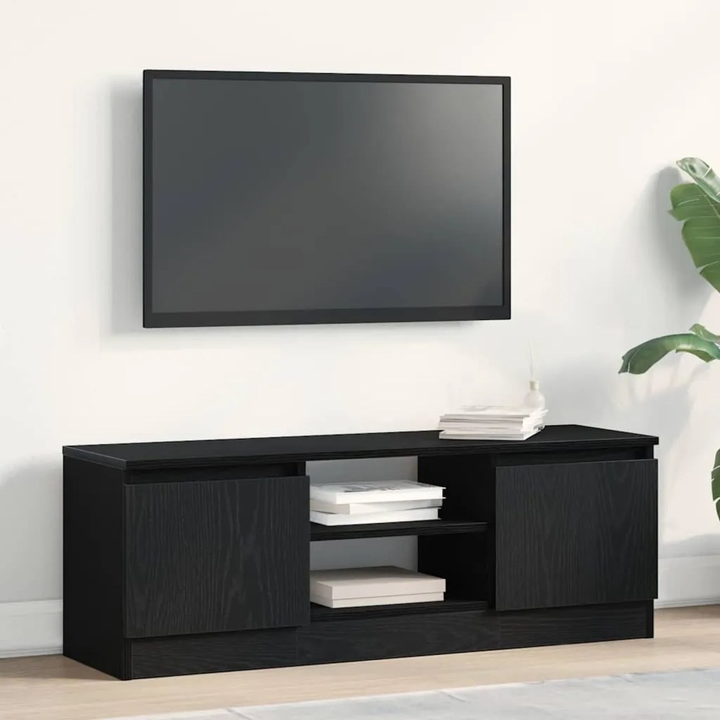 fekete tölgy színű szerelt fa TV-szekrény 102x30x36 cm
