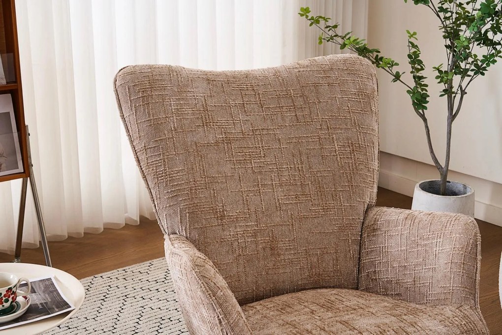 Hintaszék, relaxációs szék kordbársony kárpitozással, bézs-khaki színű