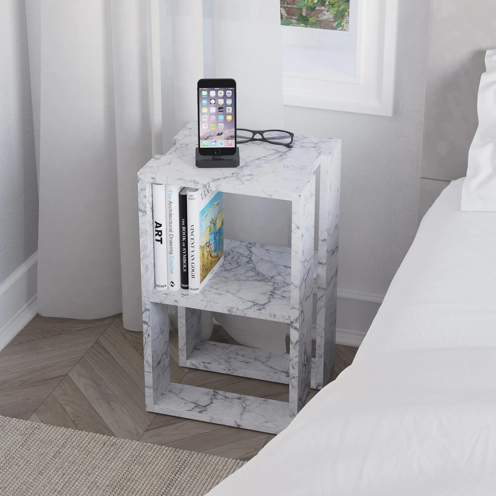 Éjjeliszekrény Lonie - Carrara Marble