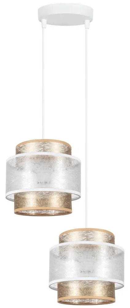 Csillár zsinóron GABI 2xE27/60W/230V arany/fehér átm. 30 cm