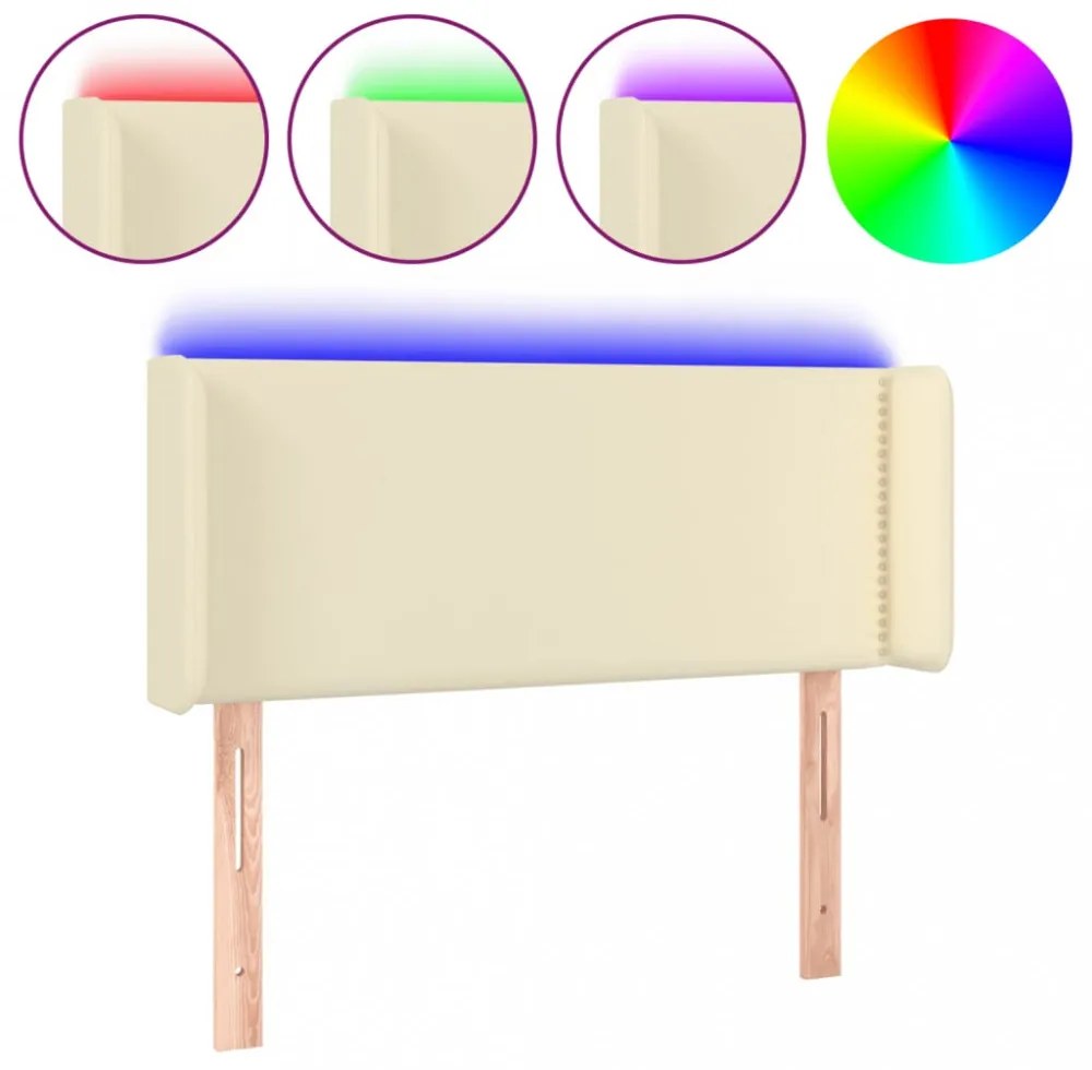 krémszínű műbőr LED-es fejtámla 103 x 16 x 78/88 cm
