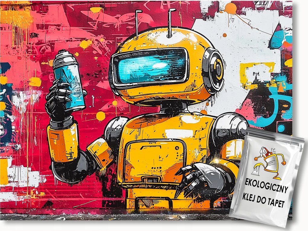 Fotótapéta Flizelina Fal Graffiti Urban Street Art Robot 100x75 ragasztó