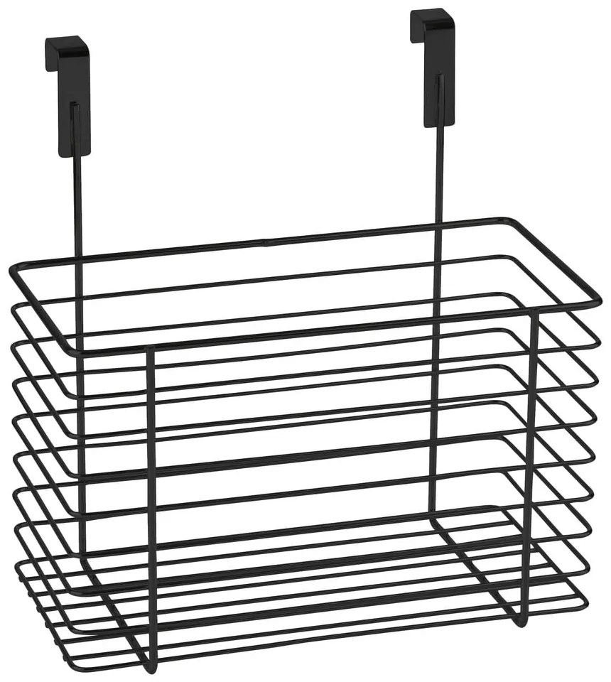 Slim fekete fém függőkosár konyhaszekrény ajtóra, magasság 25 cm - Wenko