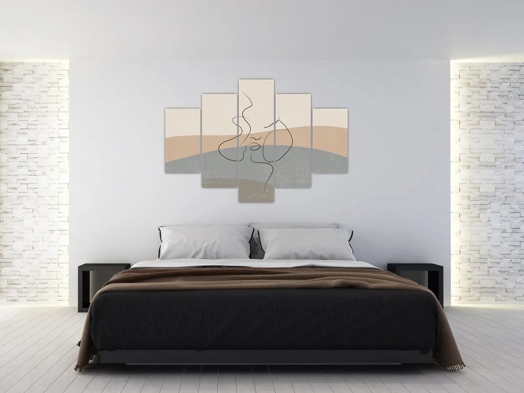 Kép - Line art csók (150x105 cm)