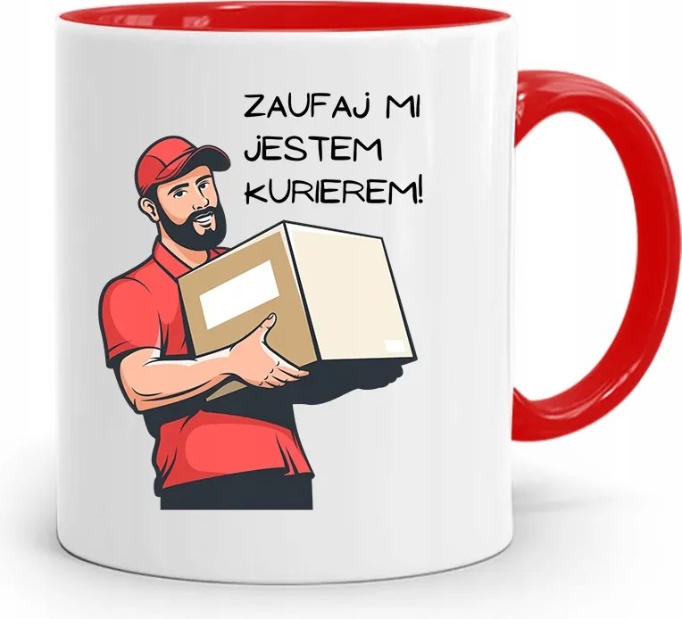 Piros Bögre Futárnak Bízz Bennem! Ajándék fényképes nyomattal