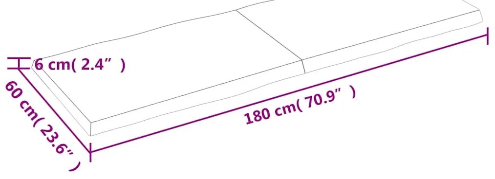 sötétbarna kezelt tömör asztallap 180x60x(2-6) cm