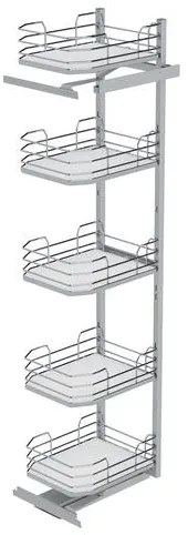 Konyhai fémrács, kamravasalás, 600mm, króm-fehér, részleges kihúzású, 5 kosár, nyíló ajtóhoz Infinity Line 295