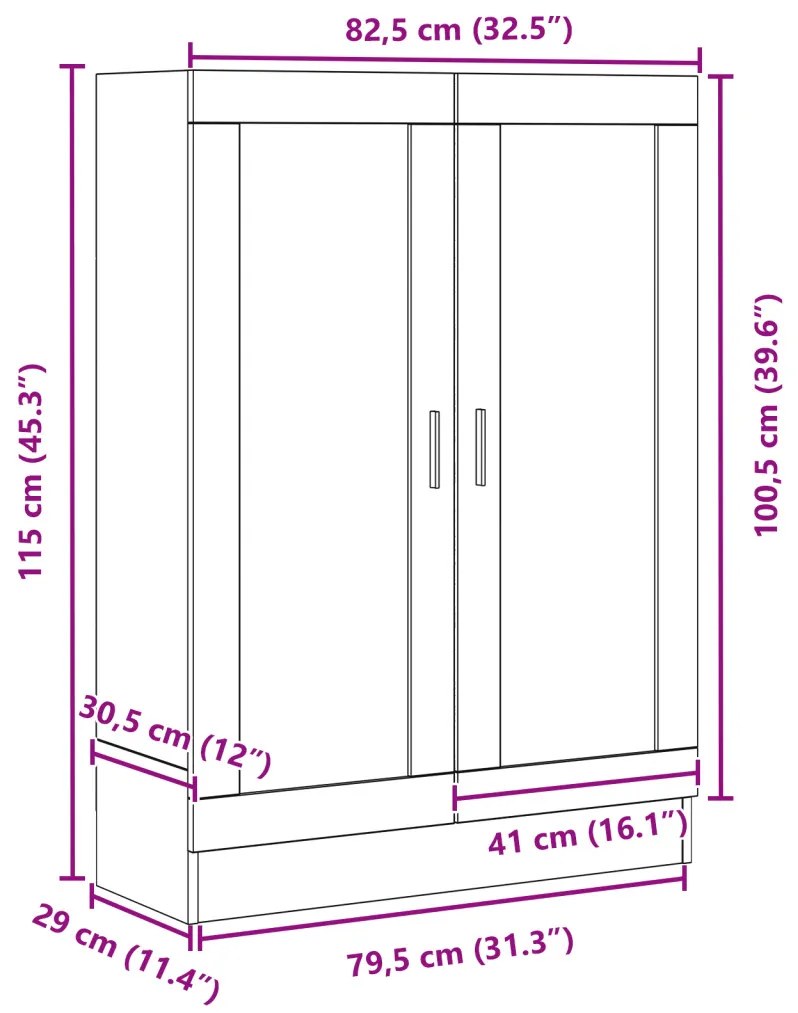 Könyvespolc Fekete Tölgy 82,5x30,5x115 cm Mérnöki Fa
