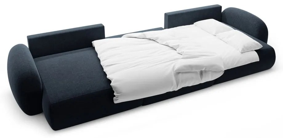 Sötétkék zsenília kinyitható-tárolóhelyes (U alakú) sarokkanapé Tonale – Cosmopolitan Design