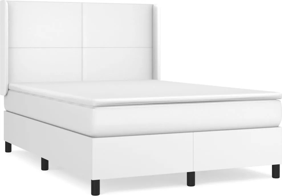 vidaXL fehér műbőr rugós ágy matraccal 140 x 200 cm
