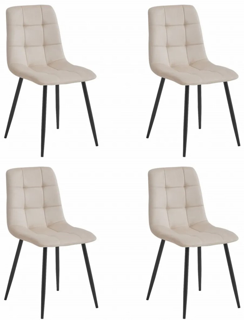 Bézs bársony szék KARA fekete lábakkal