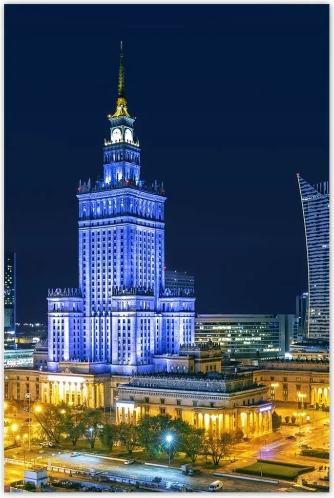 Poszterek 60x90 Varsó éjszaka Palota