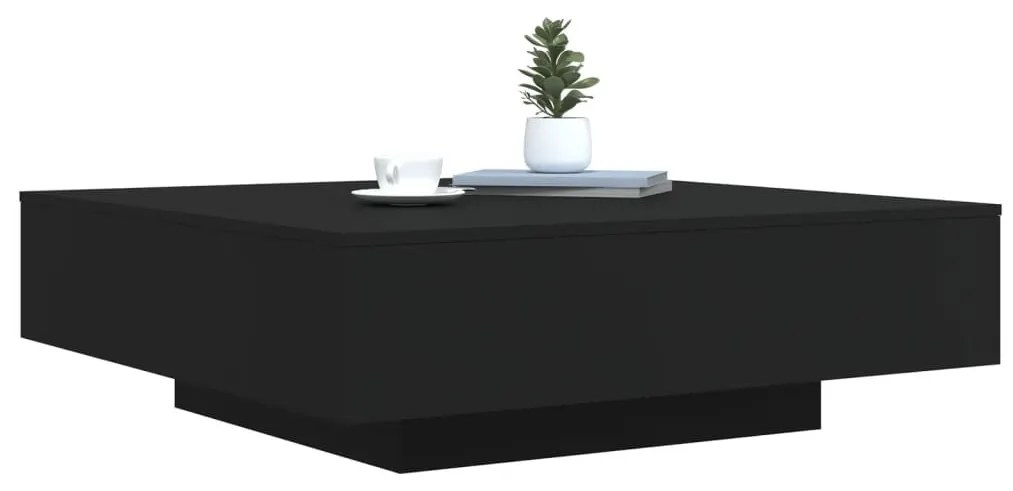 Fekete dohányzóasztal LED-lámpákkal 100 x 100 x 31 cm