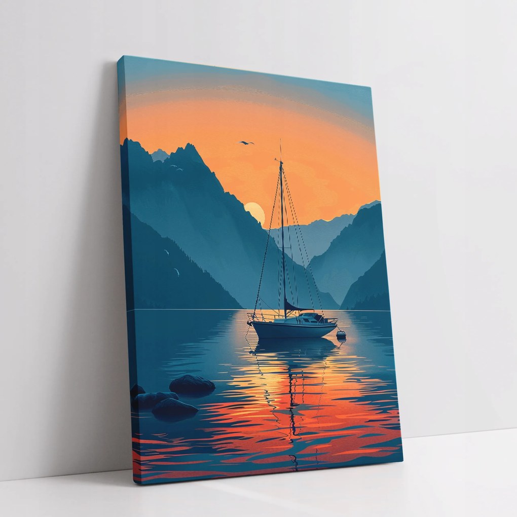 Vászonkép Naplemente a tengeren Hajó otthon nappali szoba 30x40