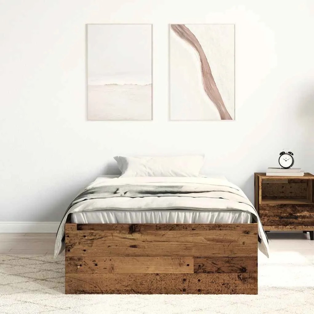 antik fa szerelt fa ágykeret matrac nélkül 75x190 cm