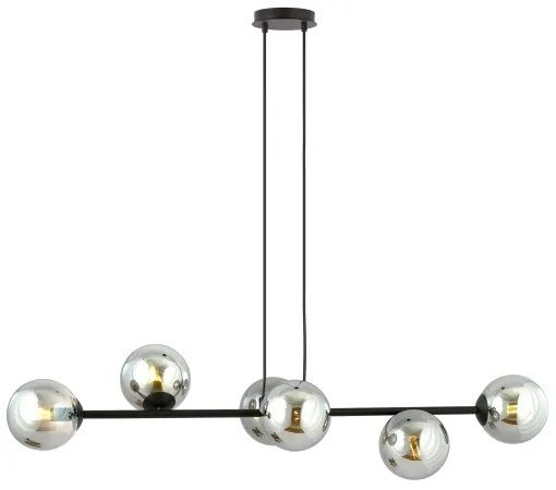 Csillár zsinóron ROSSI 6xE14/10W/230V fekete/szürke