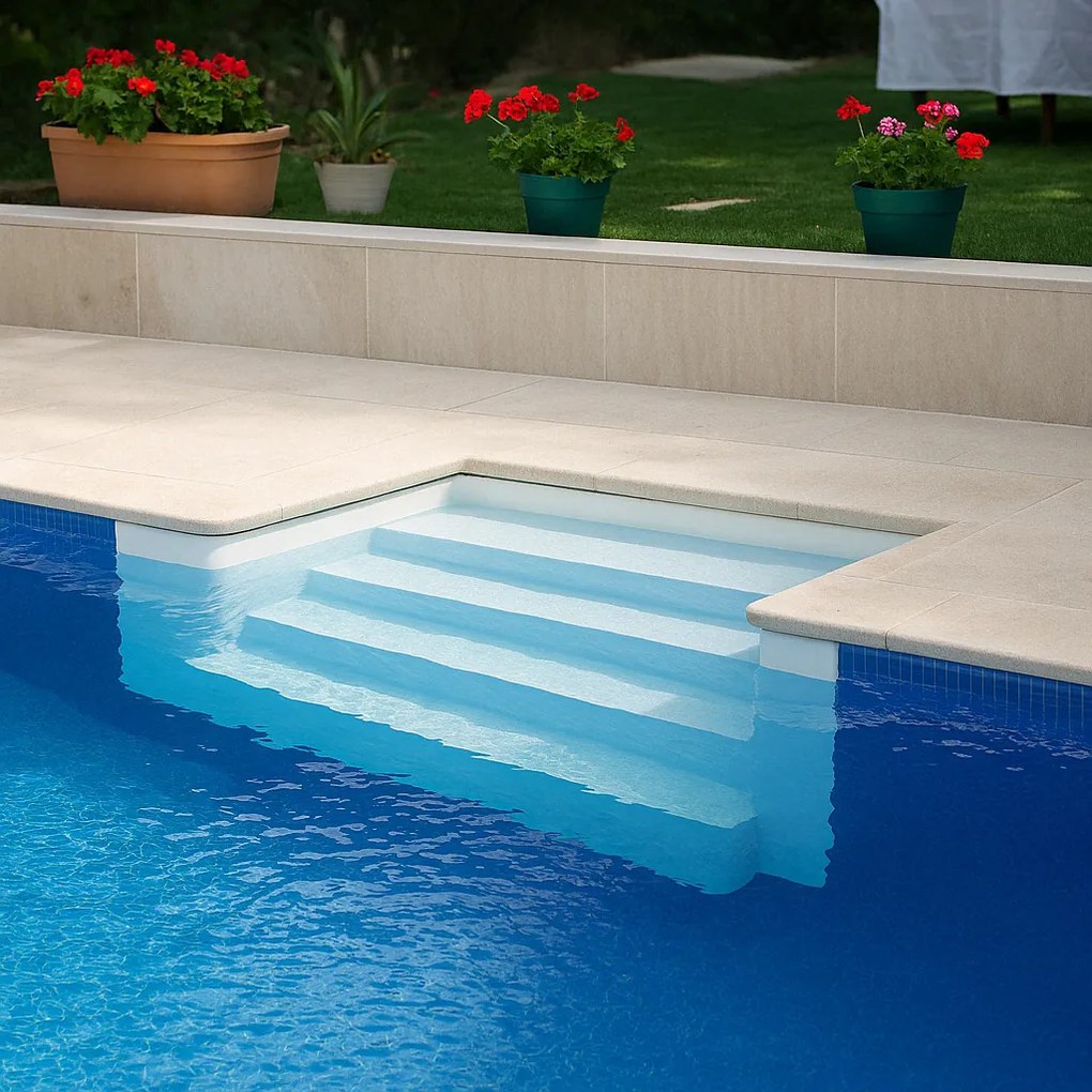 TIERRA SAND POOL süllyesztett ovális medence 6,0 x 3,0 x 1,5 m, homok színű fóliával