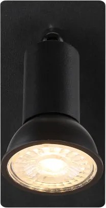 Globo 57998-1 Fém, fekete matt spotlámpa, billenőkapcsolóval, szélesség x magasság: 60x120 mm, Mélység: 90 mm, 1x GU10 35W 230V fényforrás nélkül szállítva