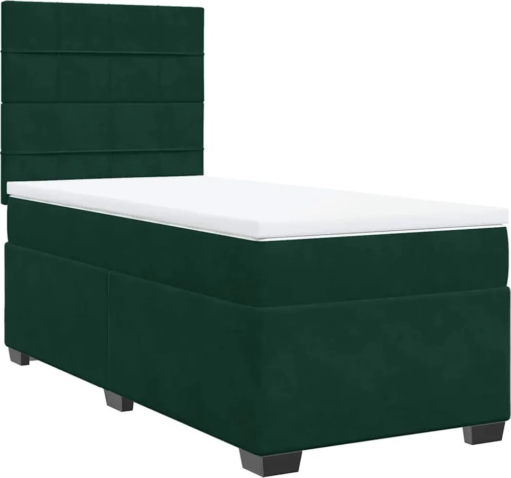 vidaXL sötétzöld bársony rugós ágy matraccal 80 x 200 cm