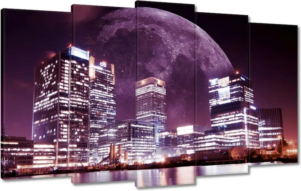 Vászonkép 100x60 Lila város éjszaka