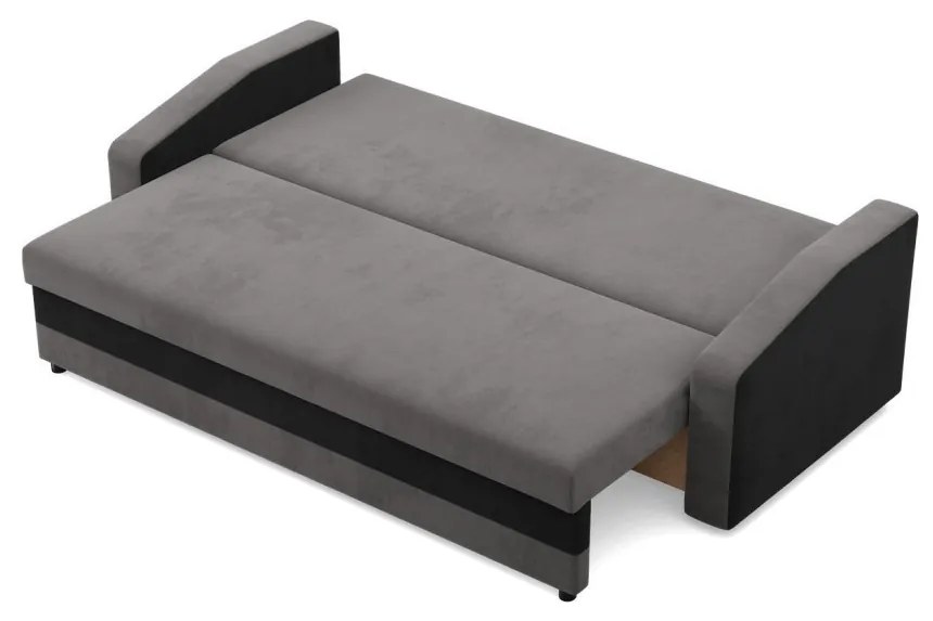 Hewlet kanapéágy, szövet anyag, bonell töltet, szürke - fekete