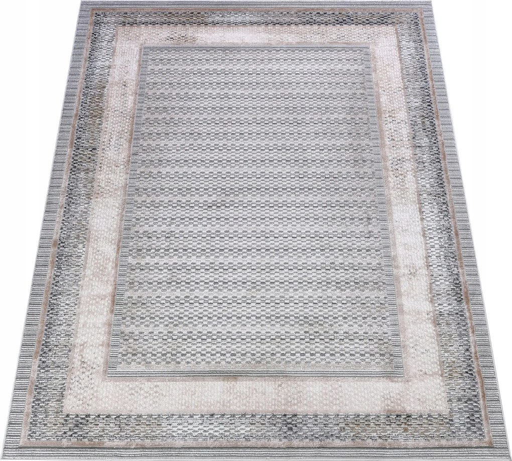 Komo Szőnyeg 80x150 Stílusos Modern fényes szürke bézs w10