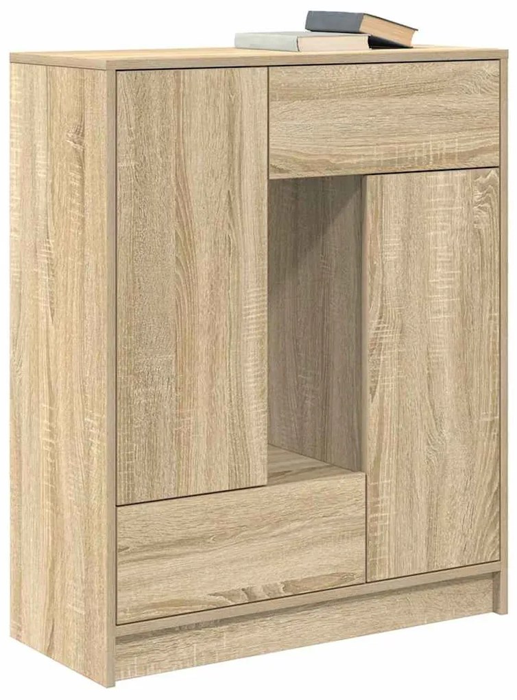 sonoma tölgy komód fiókokkal és ajtókkal 73x31x90 cm