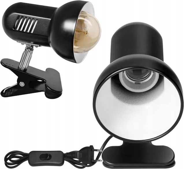 Asztali olvasólámpa csiptetős Canard 15W nagy menetes E27 fekete 1,2m