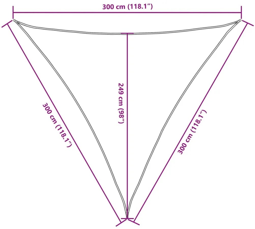sötétzöld háromszög alakú oxford-szövet napvitorla 3 x 3 x 3 m