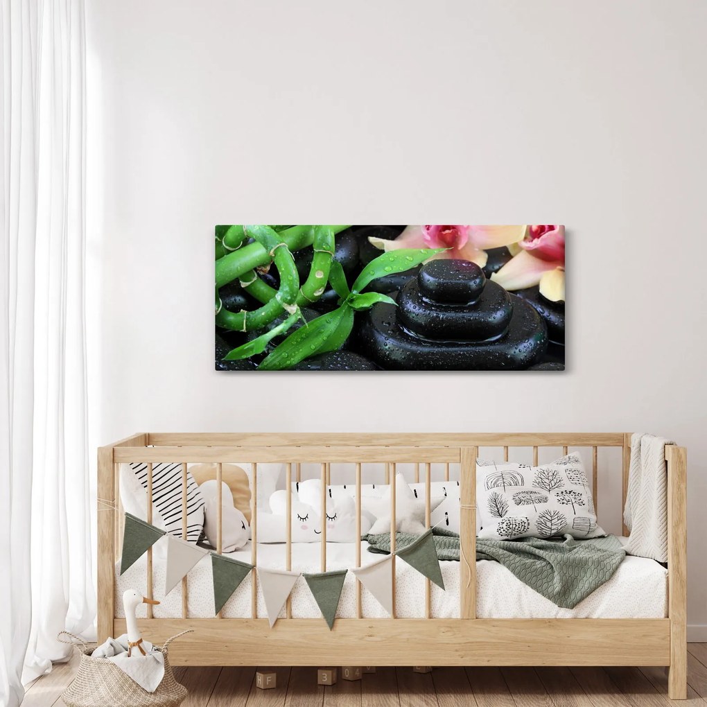 Kép - Kövek és orchideák (120x50 cm)