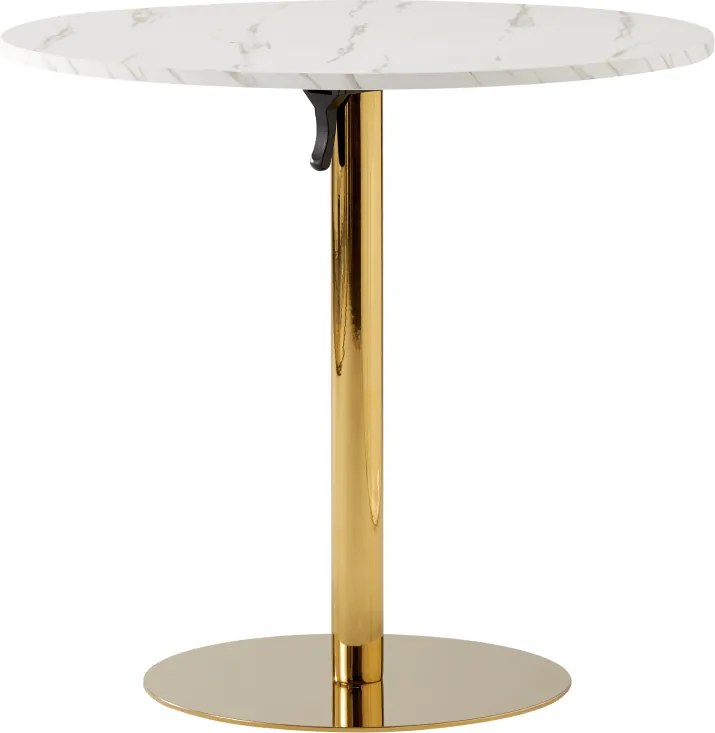 Étkezőasztal, világos márvány/gold króm - arany, átmérő 80 cm, LAMONT