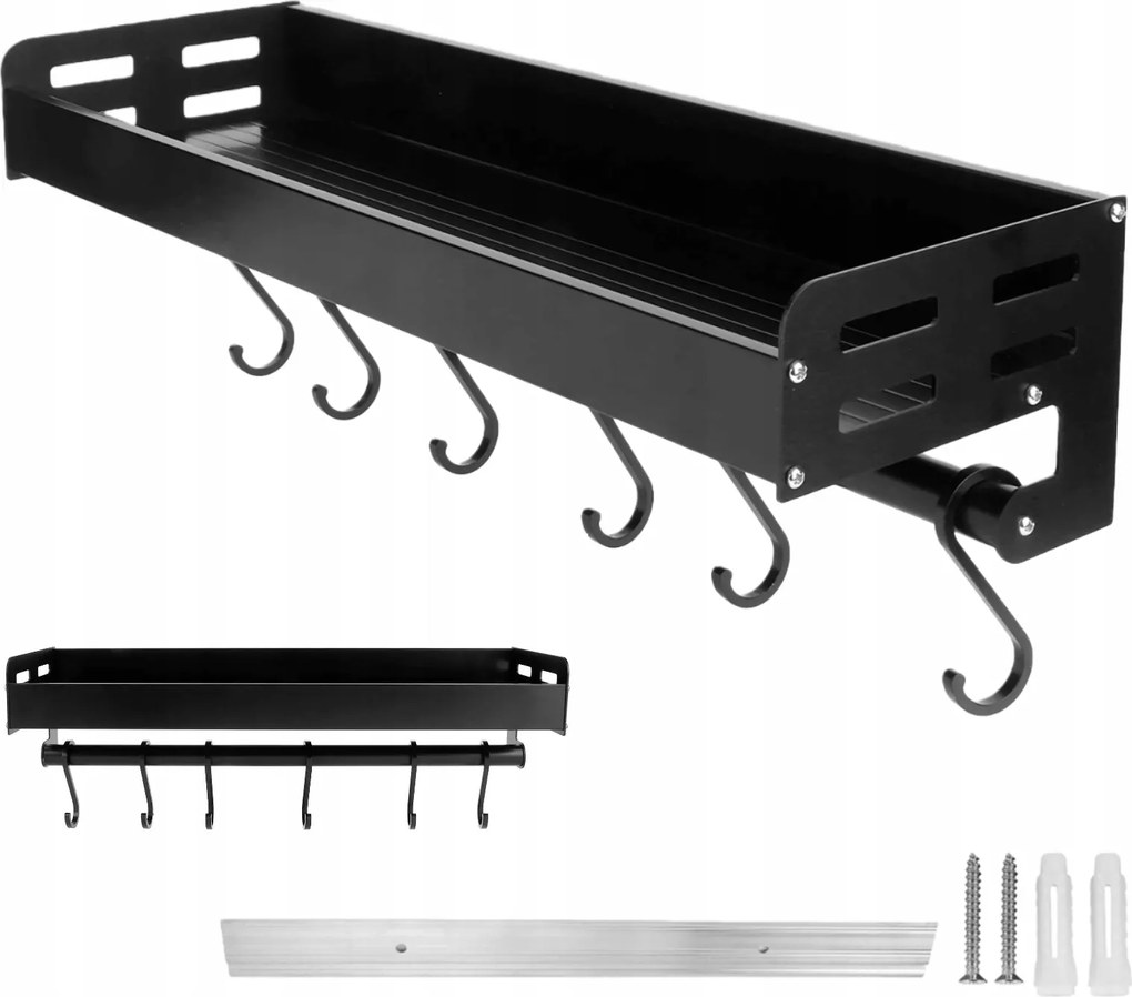 Falra szerelhető konyhai rendszerező Akasztókkal Rozsdamentes Acél