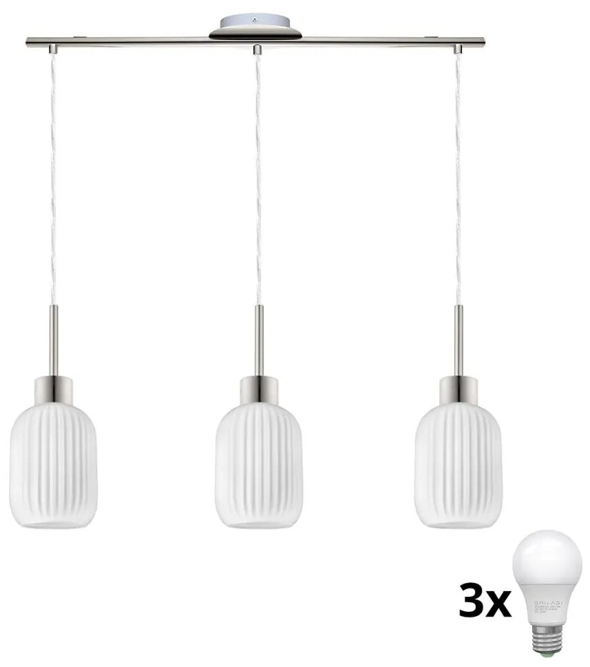 LED csillár zsinóron HARMA 3xE27/60W/230V matt króm/fehér