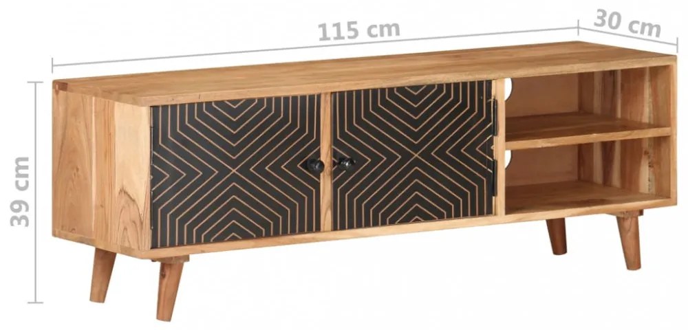 tömör akácfa TV-szekrény 115 x 30 x 39 cm