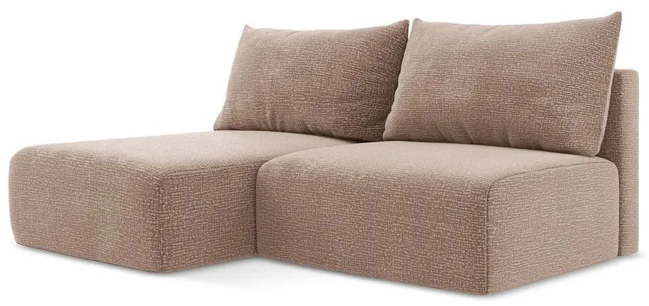 Világosbarna kinyitható-tárolóhelyes sarokkanapé (bal oldali) Kalena – Makamii